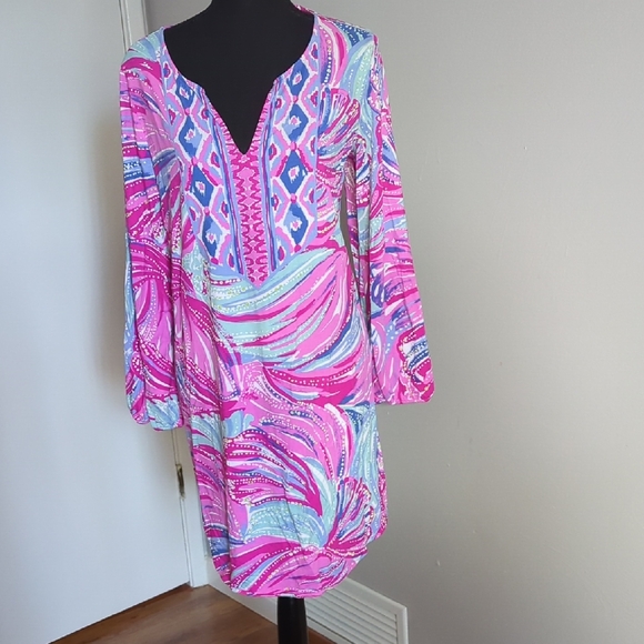 Lilly Pulitzer Dresses & Skirts - Lilly Pulitzer Pink and Blue Abstract Dress X Large